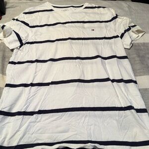 Tommy Hilfiger Men's Short Sleeve White and Navy Tee